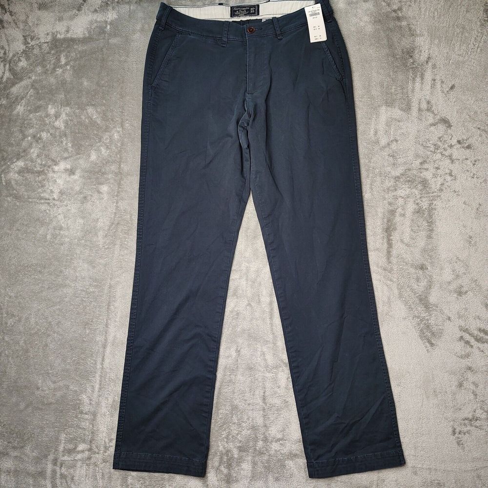 Abercrombie Fitch A&F Pants Mens 30x32 Blue Kennan Straight Stretch Chino Preppy